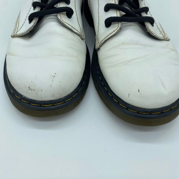 Dr. Martens Kid's Girl's size 3 White Combat Moto Zip-Up Boots Biker Leather - Picture 8 of 8